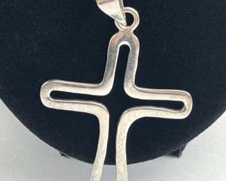 925 Silver Large Cross Necklace, Mexico