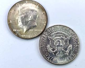 1967, 1968-D BU 40% Kennedy Half Dollars