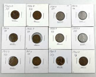 (12) Lincoln Overdate Mintmark Errors D/D or S/S