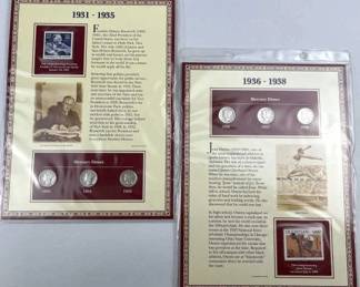 (2) Mercury Dime Panels 1930s + Stamps