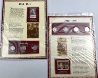 (7) Mercury Dimes + 2 Stamps 2 Panels