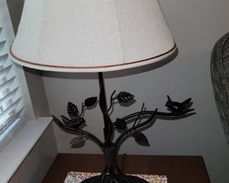 Pair of iron birds on branches lamps