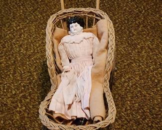 China Head Doll and Buggy