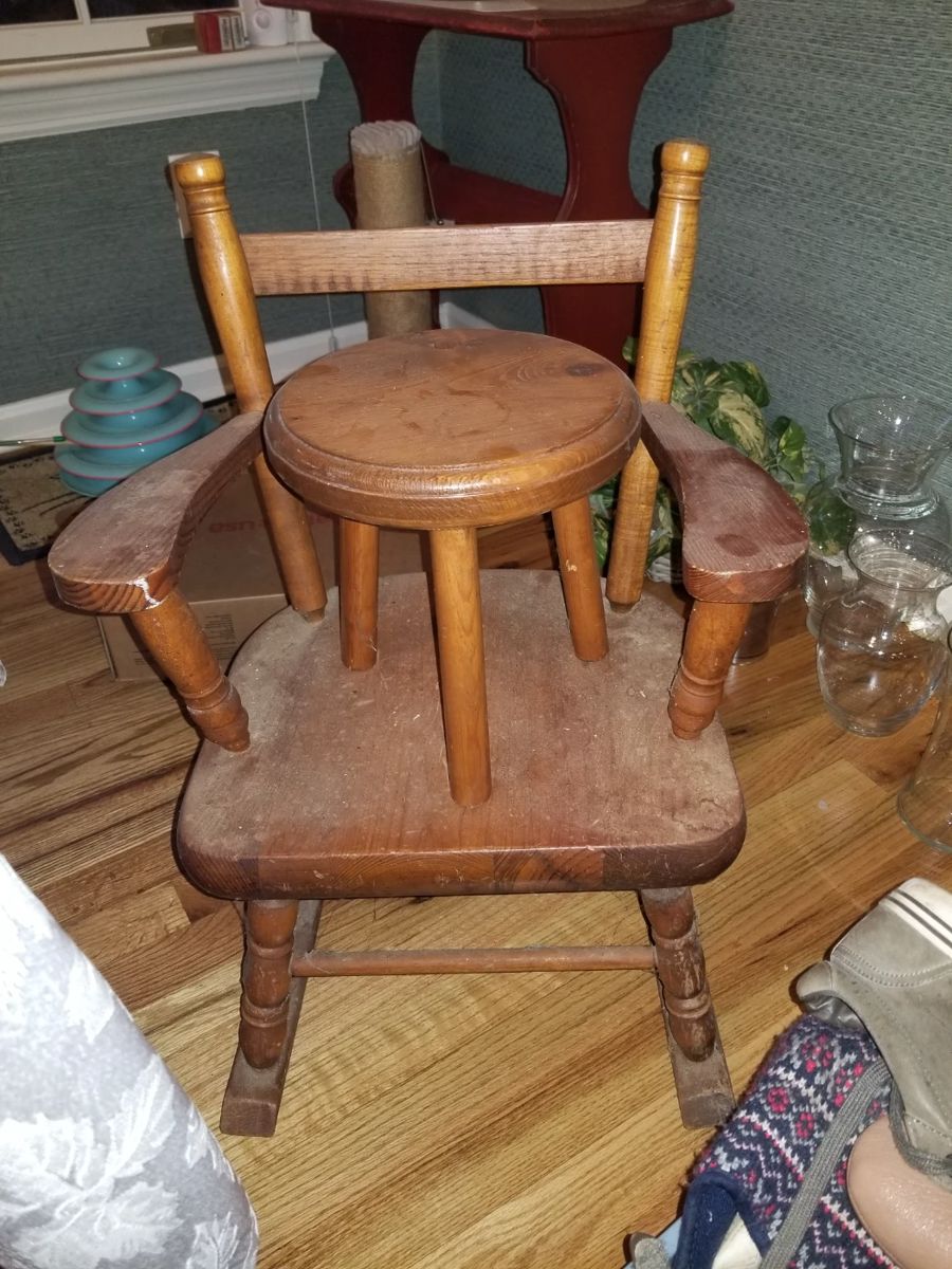 Antique Childs Rocker and Stool