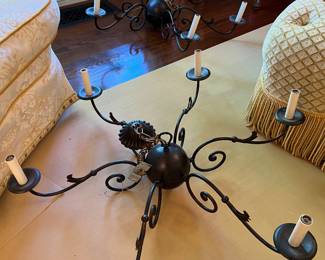 6. 6 Candle Black Metal Chandelier (37" x 32")