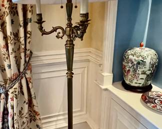 15. Pair of Brass Floor Lamps (68")