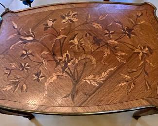 13. Marquetry Floral Accent Table w/ Ormolu (36" x 22" x 20")