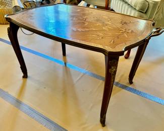 13. Marquetry Floral Accent Table w/ Ormolu (36" x 22" x 20")