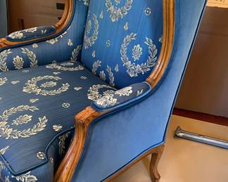 12. Custom Wing Back Chair w/ Wood Frame & Complimentary Upholstered (29" x 28" x 43")