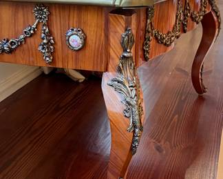 9. Louis XV Coffee Table Display Case w/ Marquetry & Ormolu (43" x 27" x 21")