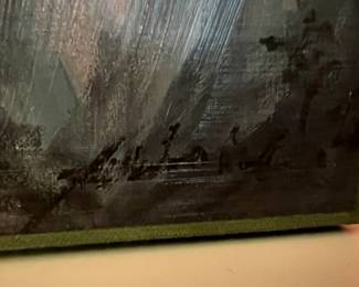 36. Signed Oil Painting of Cafe Scene (24" x 24")