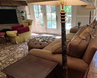 42. Pair of Chelsea House Painted Floor Lamps w/ Custom Silk Shades (65")