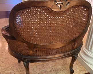 53. Carved Kidney Shaped Loveseat w/ Cane Back & Seat (39" x 20" x 38")