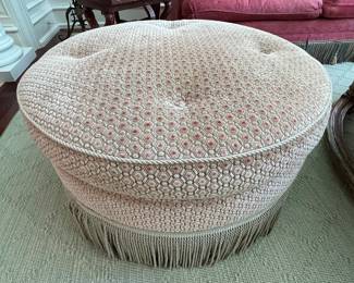 56. Custom Tufted Ottoman w/ Bullion Fringe (34" x 19")