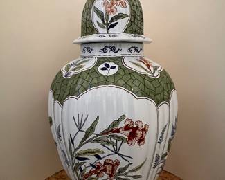 75. Hand Painted in France for Tiffany & Co Lidded Ginger Jar (11" x 23")