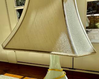 69. Pair of Celadon Lamps on Gilt Base (33")