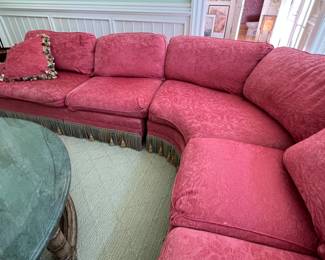 74. Century Furniture 3pc Down Sectional w/ Bullion Fringe (144" x 96" x 38" x 38") (as is)