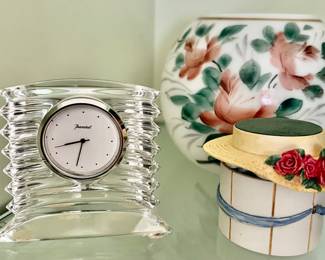 129. Baccarat Lalande Crystal Clock (3" x 3")