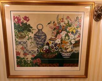 131. Signed Serigraph by John Powell "Pansy Basket" 300/555 (24" x 29")