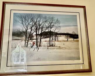 143. Signed Lithograph of Winter Hunt Scene 314/500 (37" x 30")