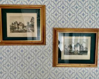 145. Pair of Framed Prints "Castles of Normandy" (15" x 13")