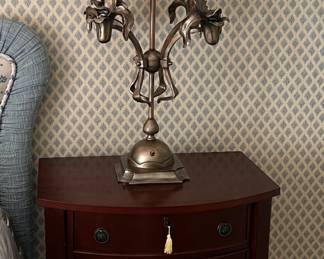 149. Pair of 2 Drawer Nightstands (23" x 15" x 32")
150. Metal Iris Lamp (32")