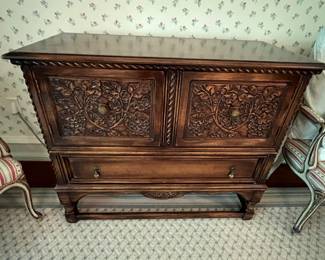 163. Vintage Carved Chest (41" x 18" x 34")