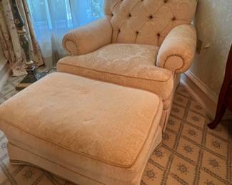 198. Tufted Back Club Chair (36" x 36" x 35") and Ottoman (31" x 20" x 16")