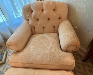 198. Tufted Back Club Chair (36" x 36" x 35") and Ottoman (31" x 20" x 16")