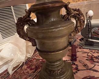 60. Pair of Urn Lamps w/ Gilt Accent (32")