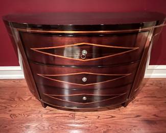 204. Demilune 3 Drawer Chest w/ Stone Top and Inlay Detail (60" x 24" x 34")