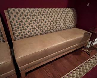 205b. Banquet w/ Leather Seat Upholstered Back and Nailhead Detail (72" x 46" x 41")
