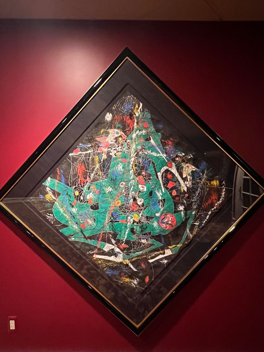 207. Pair of Asian Paintings on Rice Paper of Red and Green Horses (77" x 77")