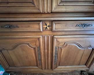 221. Antique French 2pc Hutch (60" x 26" x 41" base) (57" x 19" x 65" hutch)