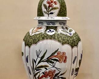 75. Hand Painted in France for Tiffany & Co Lidded Ginger Jar (11" x 23")