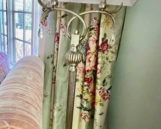 108. Pair of Silver Floor Lamp w/ Crystal Drops (64")