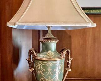 117. Pair of Hand Painted Urn Lamps (32")