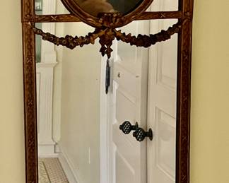 124. Antique Mirror in Gilt Frame w/ Portrait (14" x 38")