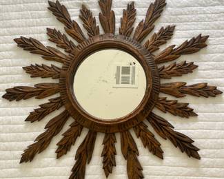 18th C. Gilt Handcarved Starburst Mirror