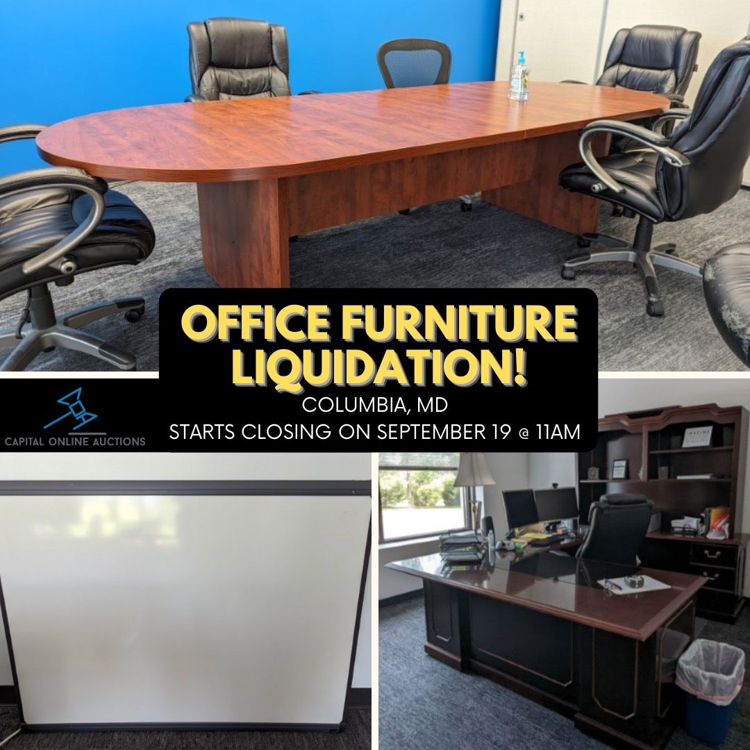 Office Furniture Liquidation! in Columbia, MD starts on 9/17/2023