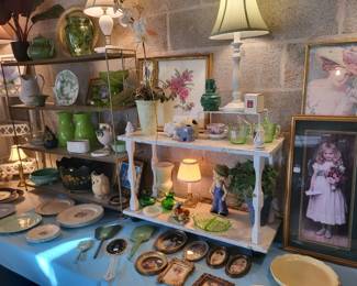 Lovely dishes, art, figurines, hand mirrors, floral arrangements and more!
