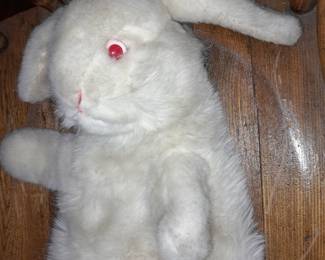 Steiff White Bunny Rabbit Puppet W/ Ear Tag