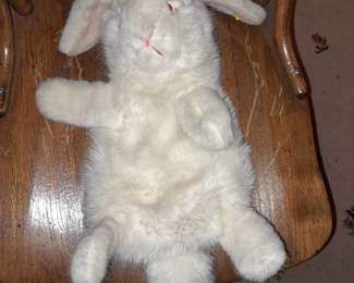 Steiff White Bunny Rabbit Puppet W/ Ear Tag