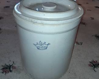 #5 Crown Crock Jar W/ Lid
