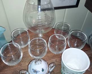 Glassware Bar Set W/ Ship Etchwork