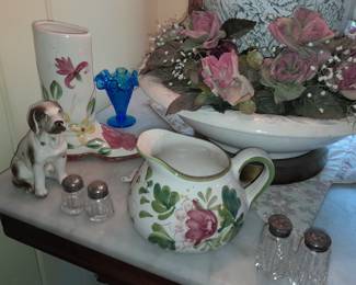 Blue Hobnail Ruffled Edge Vase