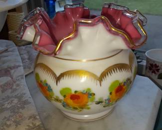 Fenton Pink Ruffled Edge Bowl