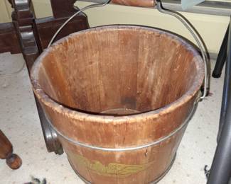 Antique Wooden Water Bucket W/ Handle