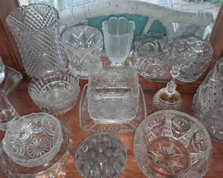 Assorted Crystal, Pressed Glass, Etc.