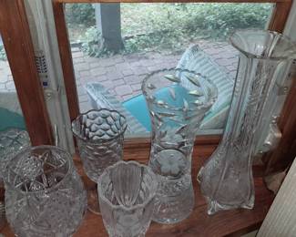 Assorted Crystal, Pressed Glass, Etc.